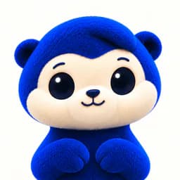 Bizi, Ownwork's helper: a cobalt plush otter with a warm cream face.